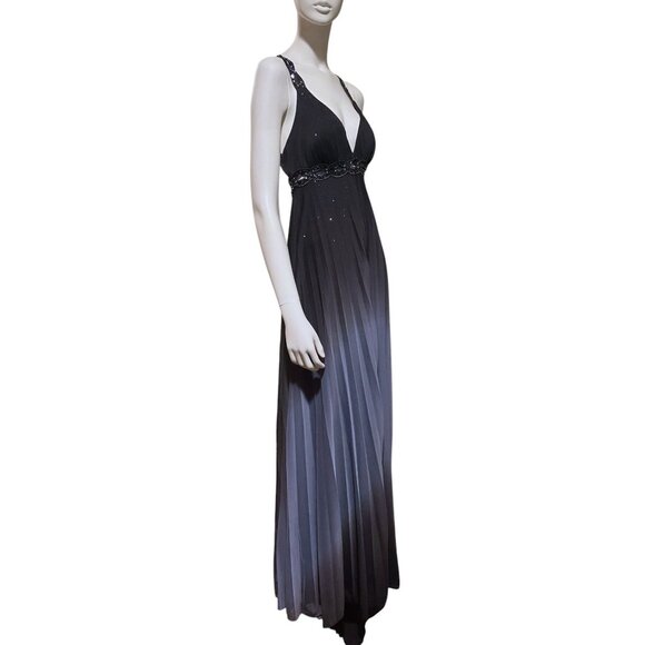 Vintage Betsey Adam Maxi Dress 4 Backless Ombre Pleated Celestial Mesh Formal - Picture 1 of 16